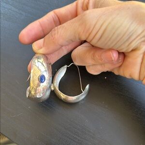 Sterling Silver Women's Earrings. With elegant blue stone.